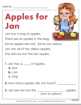 图片[3]-Reading Comprehension Pre-K/K 幼儿学前 阅读理解练习纸合集（高清可打印+答案）-状元学习站百万海量精品学习素材